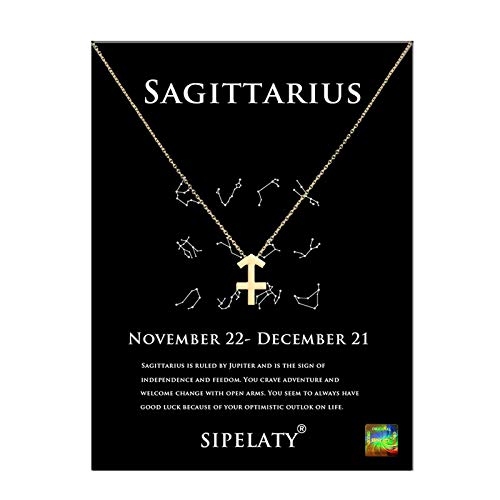 HOLY KT 12 Constellation Zodiac Pendant Necklace Astrology Gold Tone Chain with Gold Message Card for Women Jewelry