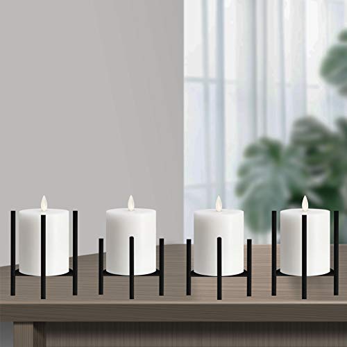 Jiyimi Christmas Black Candle Holders Set Of 4 For Table Centerpiece Geometric Straight Triangle Candlestick Holder Metal Iron Fireplace Candelabras Supports Ideal For Wax Pillar Candles #TOP4