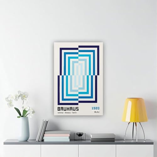 Toile Bauhaus bleue illusion pour décorer une chambre zen