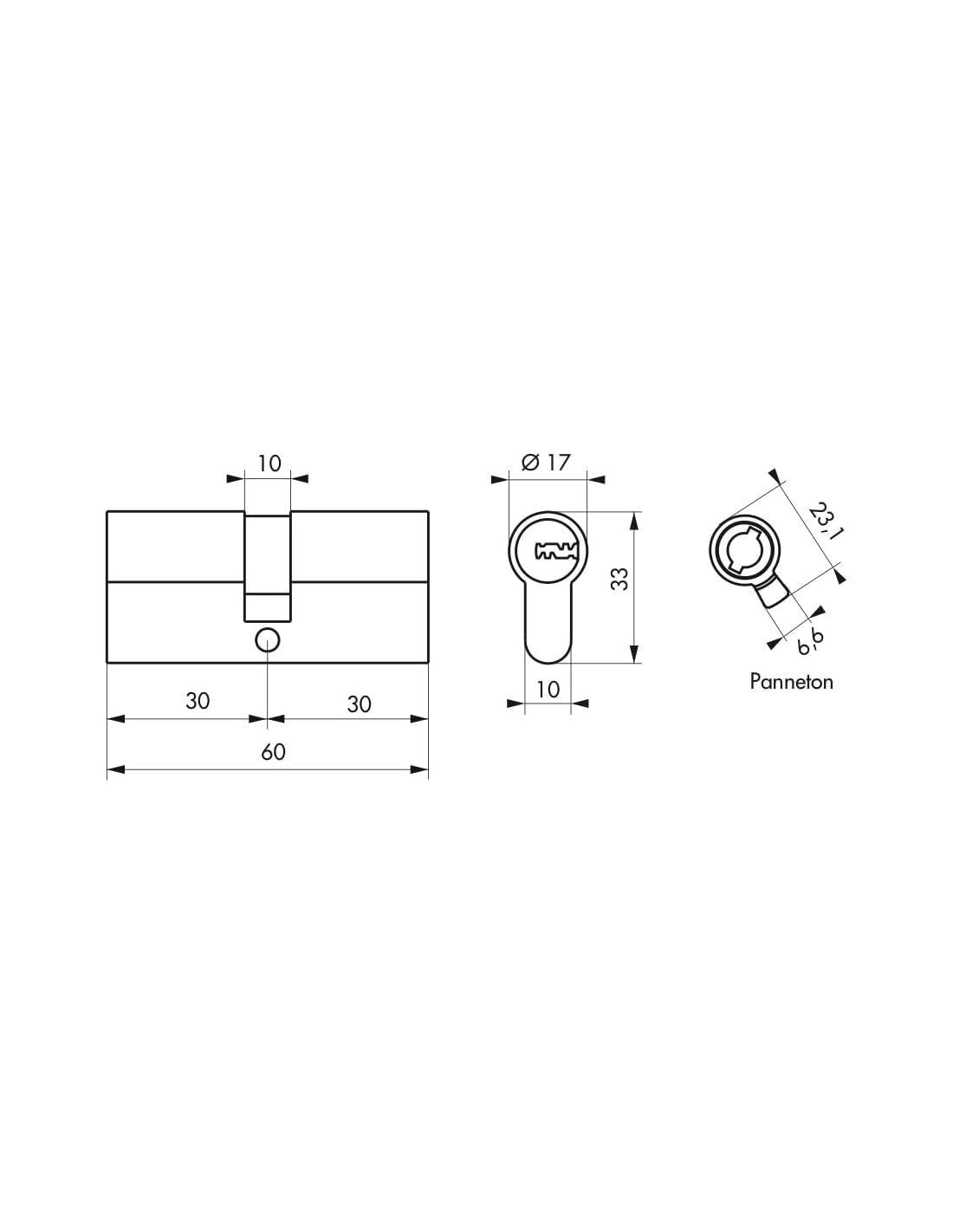 THIRARD - Cilindro Trafic 12 Alta Seguridad - Pack de 2 - Níquel - Ø 30 x 30 mm - 8 Pasadores - Antiarranque, Antiperforación, Antiganzúa - 10 Llaves Planas Reversibles - Gris