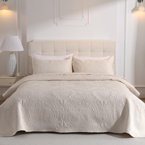 DUJUIKE Tagesdecke Bettüberwurf 240x260cm, Blattschutzdecke...