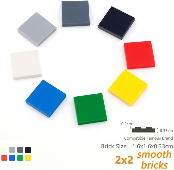 Miniatura 3 de Bloque de azulejos clásicos a granel, azulejos grises claros de 2 x 2, azulejos de construcción planos de 100 piezas, compatibles con piezas y