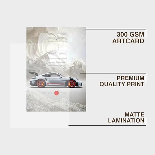 Image of CodersParadise GT3 RS Performance Art Poster Frame | Premium A4 Framed Wall Decor for Bedroom, Office & Gaming Setup | Modern Supercar Aesthetic Print for Automotive Enthusiasts