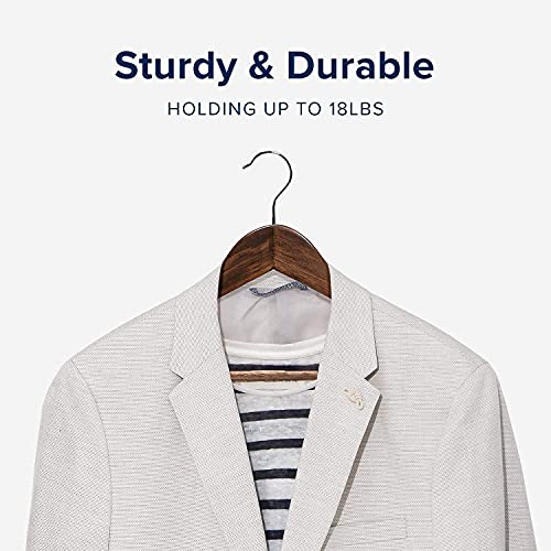 Image of Wooden Hanger Premium Wood with 360 Swivel Hook and Precisely Cut Notches for Dress Clothes, Coats, Jackets, Pants, Shirts, Skirts Hanger (Walnut Hanger, 30)