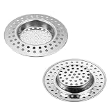 JeoPoom Abflusssieb für Küchenspüle[2er Set], 75mm Siebkörbchen Spüle Rostfreies Edelstahl Spülbecken Sieb Spülensieb, für Universal Sieb Dusche Abfluss
