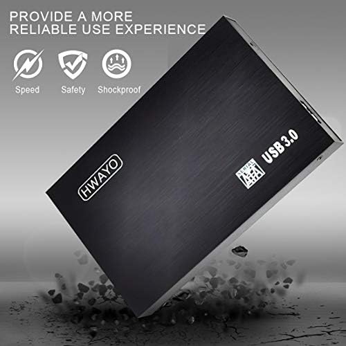 HWAYO 2.5'' 1TB Ultra Slim Portable External Hard Drive USB3.0 HDD Storage for PC/Desktop/Laptop/MacBook/Chromebook/Xbox One (Black) — view 3