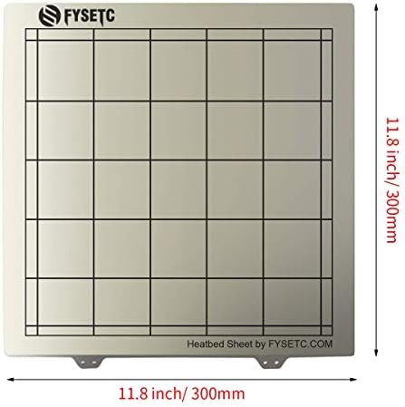 Toaiot Spring Steel Build Plate for CR10 CR10-S Lulzbo TAZ 6 3D Printer 3D Printing Sheet Bed Steel Plate 300x300mm/ 11.8x11.8 inch with PEI + Magnetic Sticker B Surface Printing Hotbed Parts