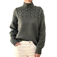 TOFOTL Christmas Jumpers Aran 3/4 Sleeve Sweater for Women UK T Fatface Christmas T Shirts Pullover Jumper 2024 Winter Women's Oversized Chunky Knit Sweater UK Gray 3XL
