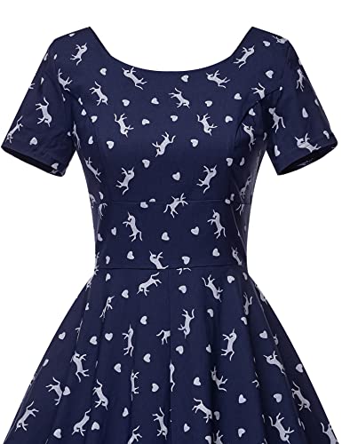 Image of GownTown Women's 1950s Vintage Dresses Short Sleeves Cocktail Stretchy Party Dresses with Pocket