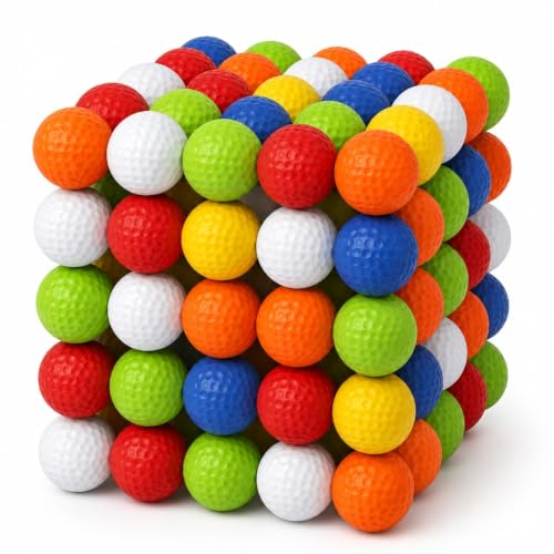ZenNex 120 Pcs Foam Golf Practice Balls with 2 Golf Ball Storage Bags, Lifelike Feel, Durable Construction, Restricted Flight Distance, for Practice and Party Decorations
