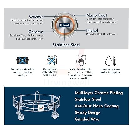 Dryingwell Premium Stainless LPG Gas Cylinder Stand Trolley with Strong metel Wheels Standard Size (White) (1pc)