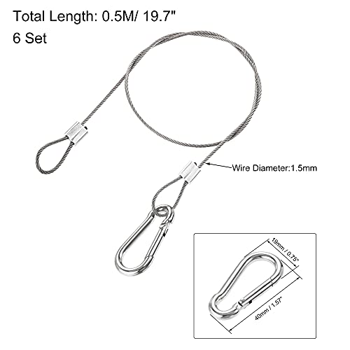 Image of uxcell Picture Hanging Wire Kit, 6Set 0.5M Loop and Hook Hanging Wire for Home Picture Art Gallery Picture Display Kit, Load 66 Lbs