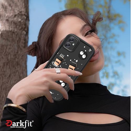 Image of DARKFIT Back Case Cover Compatible with Samsung Galaxy F05 / A05 | Cute Fun Cartoon Ball 3D Coffee Silicone Case | Body Protection | Camera Protection | Shock Proof | Color Black | Pack of 1