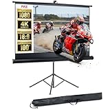 Pyle Projektorleinwand 100 Zoll – 16:9 HD 4K Beamer Rollo-Leinwand mit Stativ...