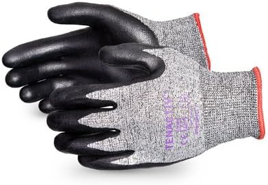 Superior STAFGFNT Tenactiv Fibers/Fiberglass High Performance Glove with Black Foam Nitrile Palm, Cut Resistant, 13-gauge Thickness, Size 7, Speckled-Gray (Pack of 1 Pair)