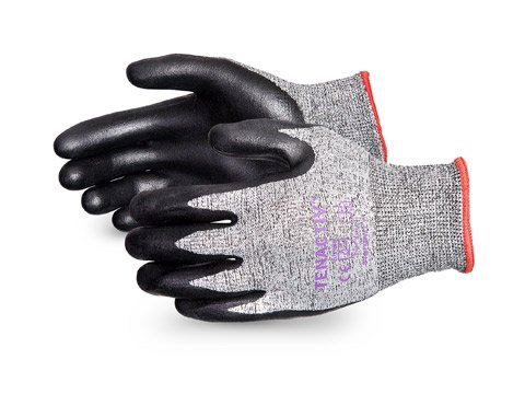 Superior STAFGFNT Tenactiv Fibers/Fiberglass High Performance Glove with Black Foam Nitrile Palm, Cut Resistant, 13-gauge Thickness, Size 7, Speckled-Gray (Pack of 1 Pair)