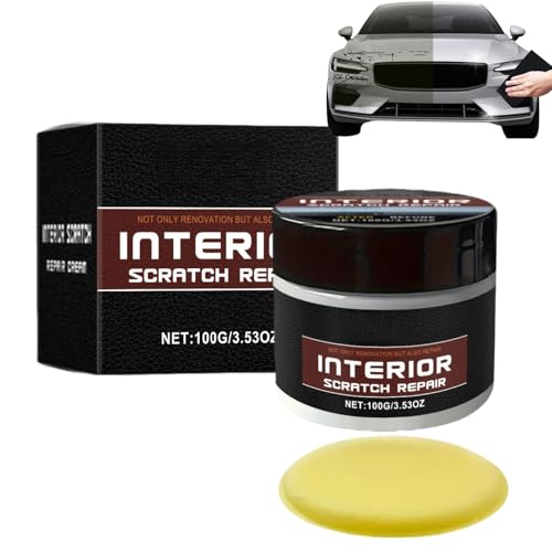 Car Scratch Repair Kit,100g Black Car Polish & Trim Restorer Wax,Vehicle Scratch Remover for Interior Plastic & Dashboard,Portable Car Paint Scratch Repair with Sponge,Car Paint Scratch Repair