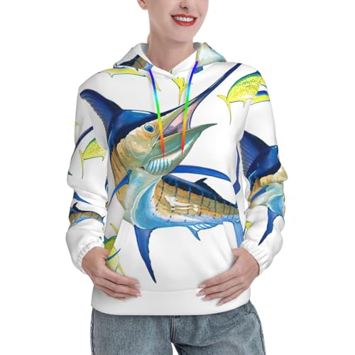 Sweat à capuche imprimé poisson pull ajusté femme EdWal pour ne plus choisir entre style et confort