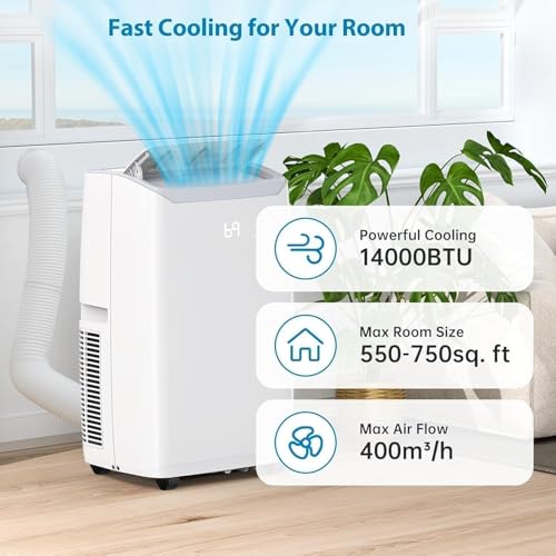Portable Air Conditioners 14,000 BTU with Remote Control, 24H Timer Function and Window Kit, Fan & Cooling Modes 3-In-1 Air Conditioners Cools Room Up to 750 Sq. Ft., White by dainslef - Image 2