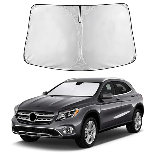 Image of EcoNour Windshield Sun Shade Compatible for Mercedes-Benz GLA Models from 2015, 2016, 2017, 2018, 2019, 2020 Front Window Sunshade Foldable Sun Visor UV & Heat Blocking Protection