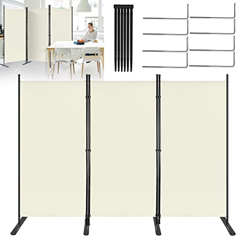 Aufun Paravento da Giardino 275cm x 180cm Pieghevole in Tessuto - Protezione della Privacy, Parete Divisoria Regolabile per Uffici Balcone (Beige)
