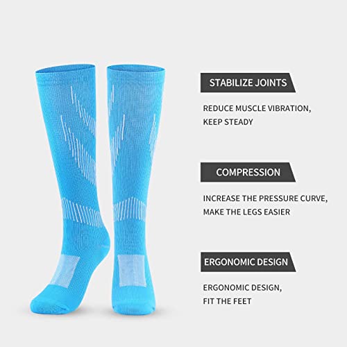 Cygurt 6 Pairs Graduated Medical Compression Socks For Women&Men 20-30Mmhg Knee High Colorful Striped Socks #TOP1