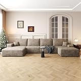 AUGOP 136' Sectional Couches for Living Room Modern Modular Sofa with L-Shape Couchs Upholstered Boneless Couch Deep Seat Sectional Couch with Chaise (Camel, Left Facing Chaise+3Seaters+Ottoman)
