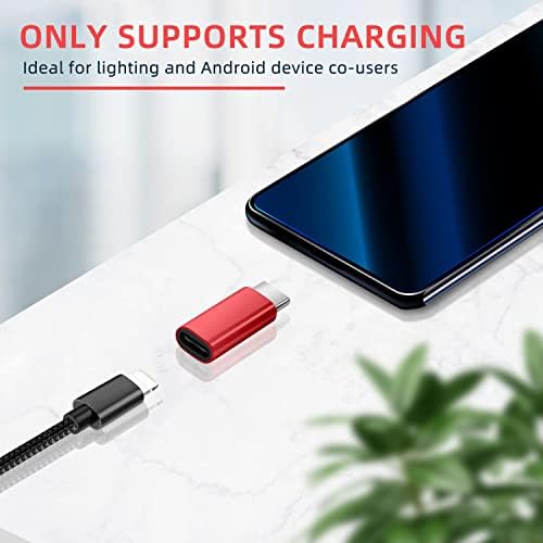 Lighting to USB C Adapter  i OS Lighting (Female) to USB Type C (Male) Adapter, Only Supports Charging Adapter Compatible for S20/21 Note 10, Pixel 4/5, Mate 30 Pro, OnePlus 8T and More (2 Pack, Red)
