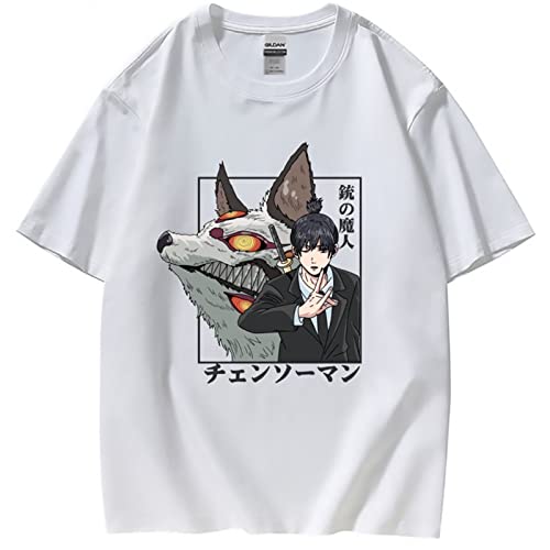 Kinsea Camisetas Manga Corta Hombre, Chainsaw Man Manga AKI Camiseta Crewneck Graphic tee, Fashion T-Shirts Mujer, Regalos para Fanáticos-Black||XS