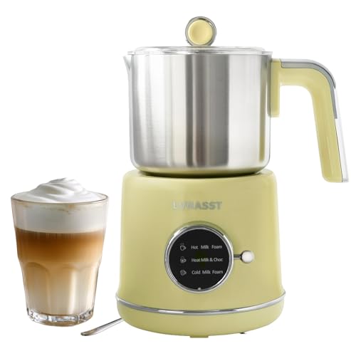LVNASST Espumador de leche de acero inoxidable para café, calentador de leche eléctrico 3 en 1 y máquina de espuma, espuma fría caliente de 12 onzas, espuma gruesa para macchiatos, capuchinos