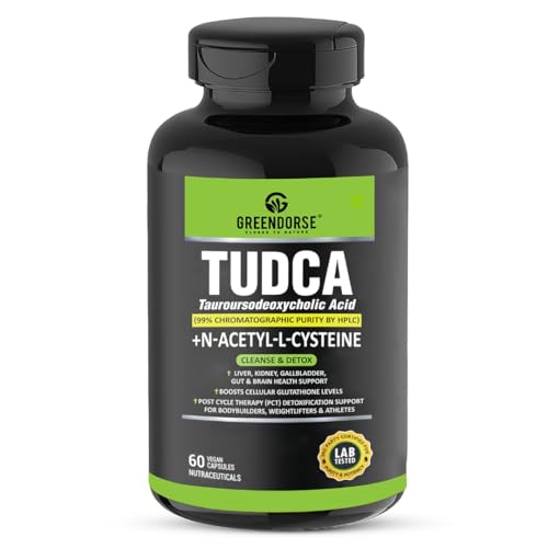 Image of GREENDORSE TUDCA + NAC (N-Acetyl cysteine) supplement 99% purity| Liver, Kidney, Heart, all Organs Support| On /Post Steroid & Supplementation Cycle Support for Bodybuilders, Weightlifters & Athletes- 60 Capsules