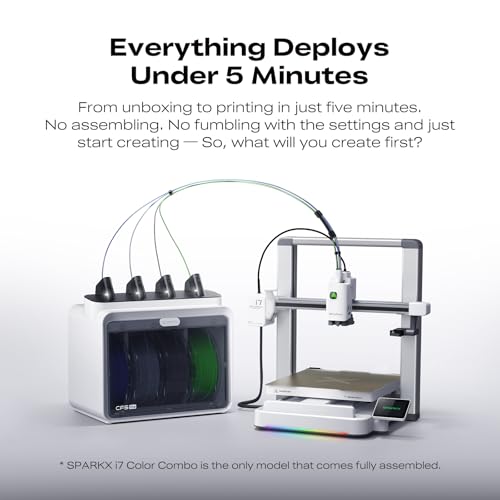 Image of Creality SPARKX i7 Combo 3D Printer, Multi Color with CFS Lite High Speed AI Photo-to-3D Printing 95% Pre-Assemble Auto-Leveling Custom RGB Quick-Swap Essential Parts 10.24x10.24x10 inch