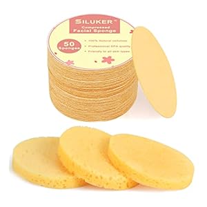 50-Count Compressed Facial Sponges for Daily Cleansing and Gentle Exfoliating, 100% Natural Cellulose Spa Sponge Perfect for Removing Dead Skin, Dirt and Makeup