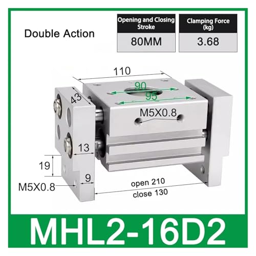 Pince de serrage large double action MHL2-16D2 parallèle