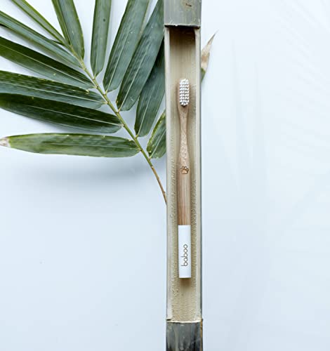 Baboo Kids Bamboo Toothbrush Soft Bristles - BPA Free Activated Charcoal - Organic Wooden Baby Tooth Brush - Eco-Friendly Biodegradable Toothbrushes for Toddlers, Child and Babies