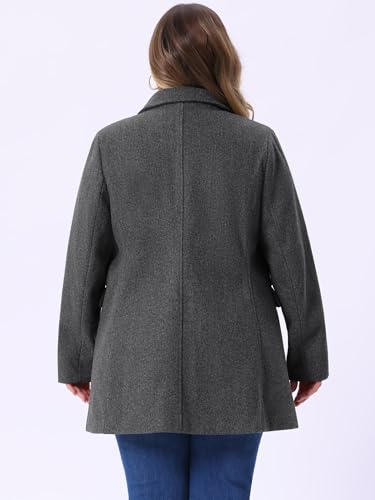 Agnes Orinda Women's Plus Size Notched Lapel Double Breasted Long Coat4