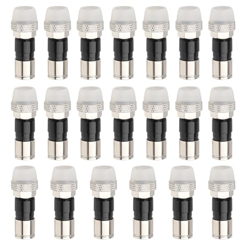 Connecteur à compression RG6 75 Ohm avec gaine en caoutchouc étanche - Lot de 20