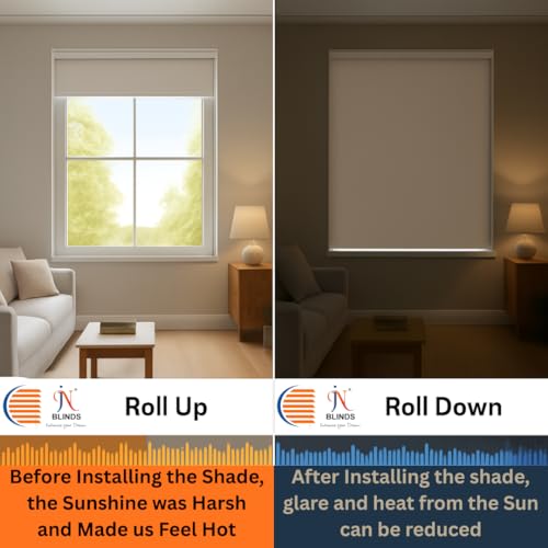 Image of 100% Blackout Roller Blinds for Windows | UV Protection & Thermal Insulated Fabric | Privacy Window Shades for Home & Office | Easy Install