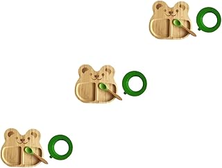 3 Conjuntos De Pratos De Bambu Pratos Para Bebês Bandejas De Comida Prato Infantil Bandeja De Servir De Bambu Tigela Para Crianças Prato De Alimentação De Bebê Prato Em Toyvian