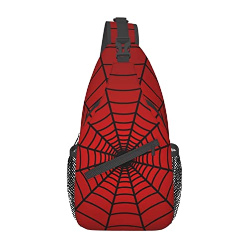 Red Spider Web Sling Bag Crossbody Travel Hiking Backpack Daypack for Women Men Unisex，Shoulder Chest Bags Cycling Gym One Size2