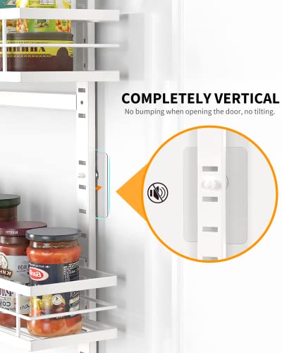 6 Tier Door Food Storage Cabinet Organizerờồng Kitchen Basket Organizer Wall Mount Spice Rack Rear Cabinet Door Spice Rack Bedroom Organizer (White)