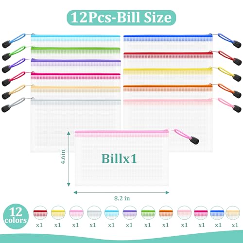 Image of 12pcs Mesh Zipper Pouch Bags Small, 8.2x4.6 Inches Zipper Pencil Bags, 12 Colors Pencil Pouch Bulk, Reusable Pencil Bags for Office Supplies and Travel Storage