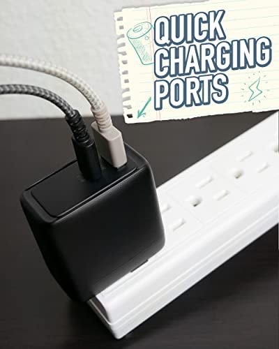 Image of Smartish USB-C /USB Wall Charger for iPhone 17,16,15 & MacBook - Charge Shack-2 Port 65W Quick Charger - Type C Power Brick Wall Plug - Compatible with MacBook Pro iPhone Android Laptops