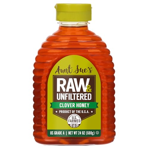 Aunt Sue’s Raw & Unfiltered Clover Honey, Product of USA, Pure Honey, 24 Ounce (Pack of 1)