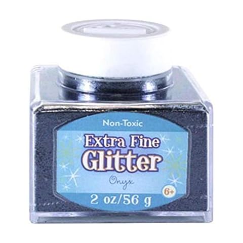 Sulyn Extra Fine Onyx Black Glitter Stacker Jar, 2 Ounces, Non-Toxic, Stackable and Reusable Jar, Multiple Slot Openings for Easy Dispensing and Mess Reduction, Black Glitter, SUL50871 Cover