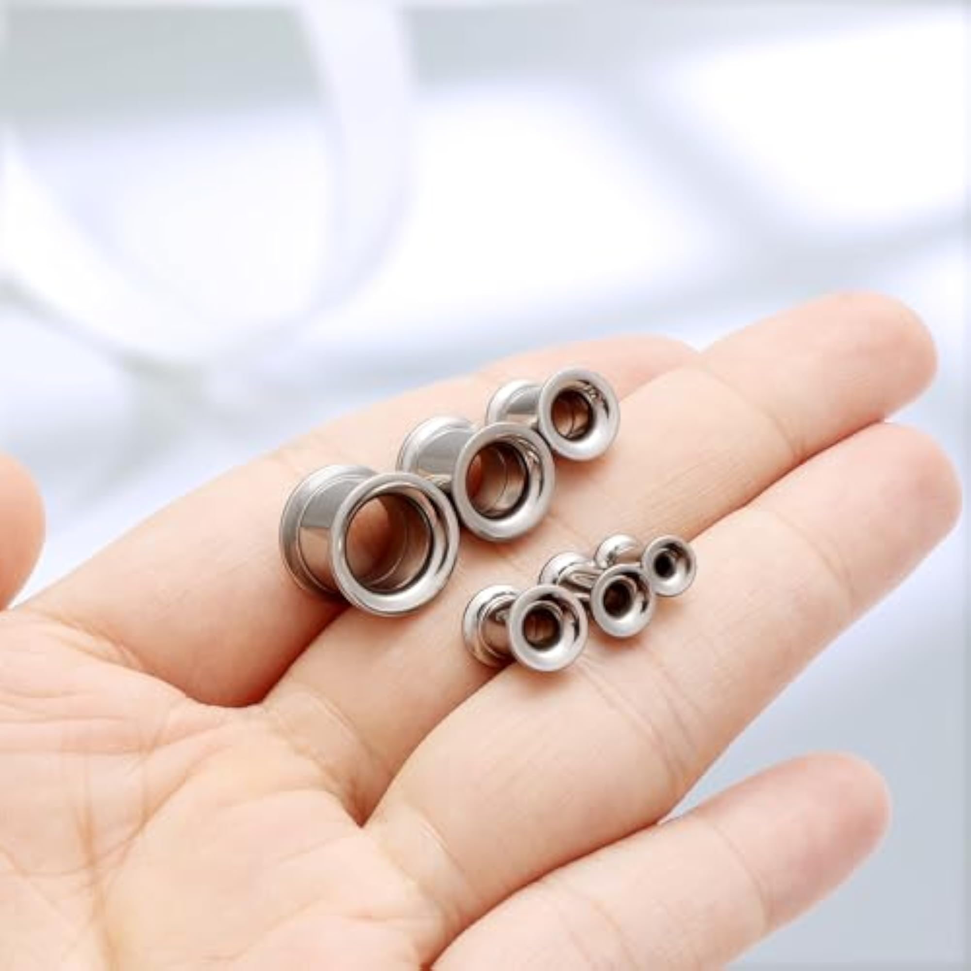 Titanium Double Flared Tunnel Plugs, 10G 8G 6G 4G 2G 0G 00G