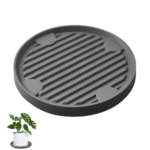 COZYPLC Plant Caddy with Wheels Heavy Duty, 22CM Round Plant Pot Trolley with Brake Wheels Movable Plant Pot Stand with Lockable Caster for Indoor Outdoor Large Planter, Garden Flower Pot (Grey)