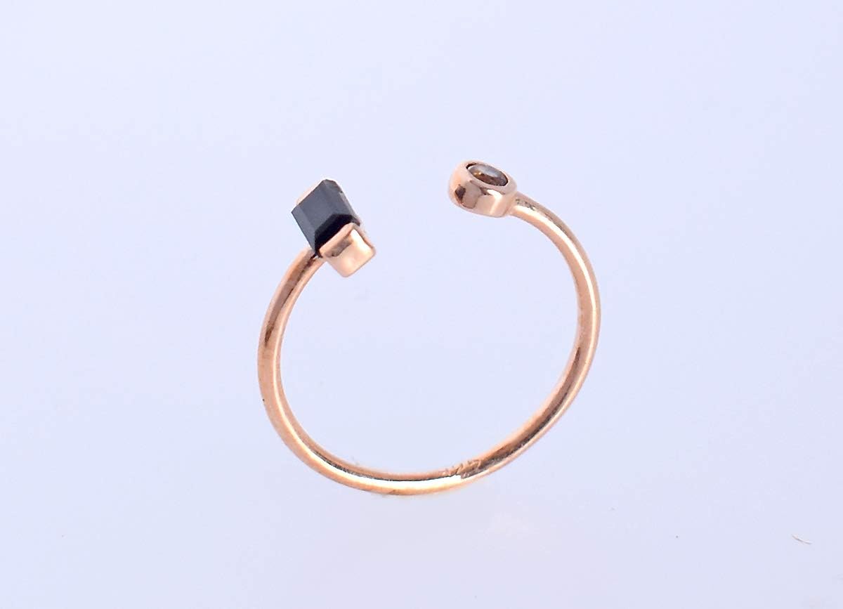Brown Smoky Quartz Ethnic Design New 925 Sterling Silver Gold Plated Partywear New Ring