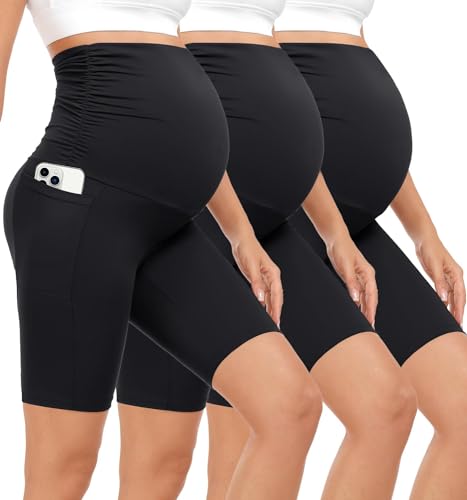 lilisilk 3 Pack Maternity Shorts Over The Belly Pregnancy Biker S...