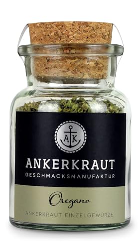 Ankerkraut Oregano Gewürz, getrocknet gerebelt, perfekt für Pizza Suppe Tomate und Fisch, Kräuter zum Würzen, mediterrane Küche für zu Hause, Lecker Kochen, 20g im Korkenglas